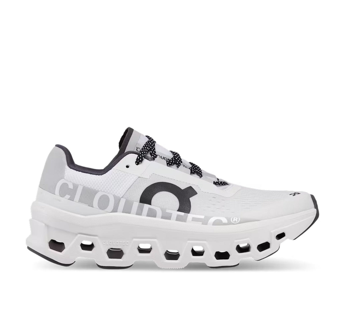 On Men's Cloudmonster All White Running Shoes