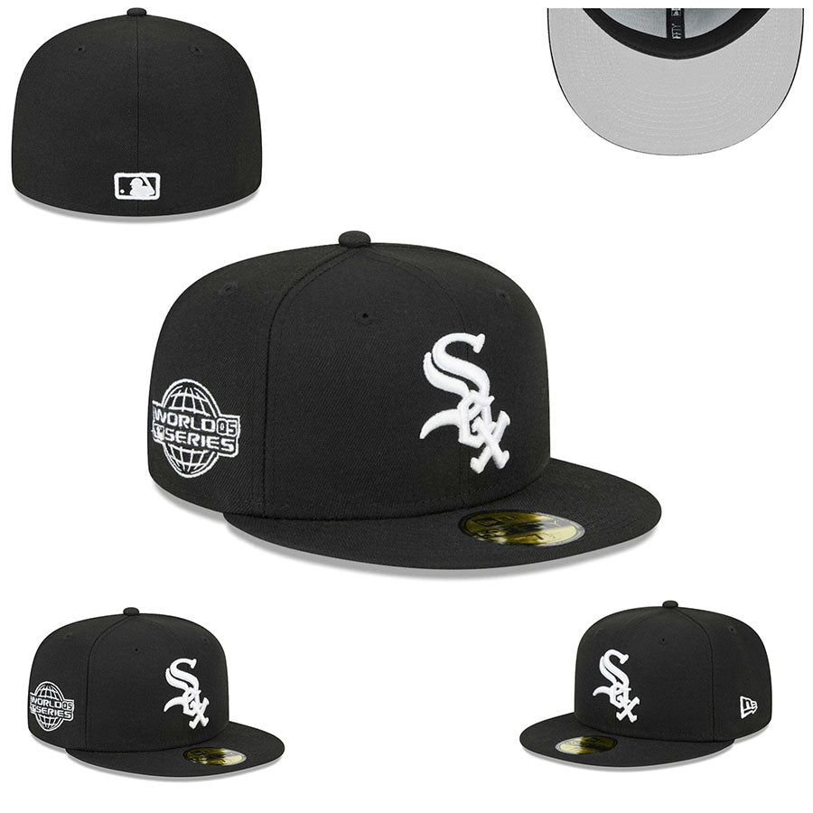 Chicago White Sox Fitted MLB Hat with 2005 World Series Patch - Black